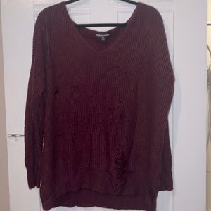 Distressed Maroon Sweater